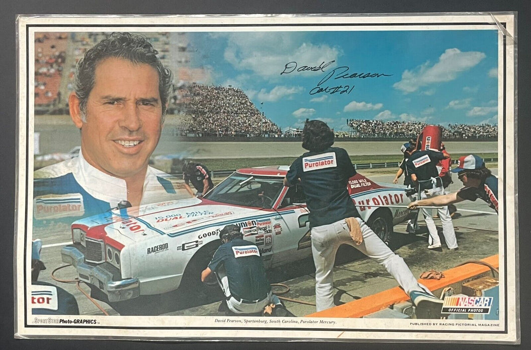 1978 Laminated David Pearson NASCAR Official Photo Placemat Auto Racing Vintage