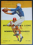 1960 Winnipeg Stadium CFL Program BC Lions vs Blue Bombers Vintage Football