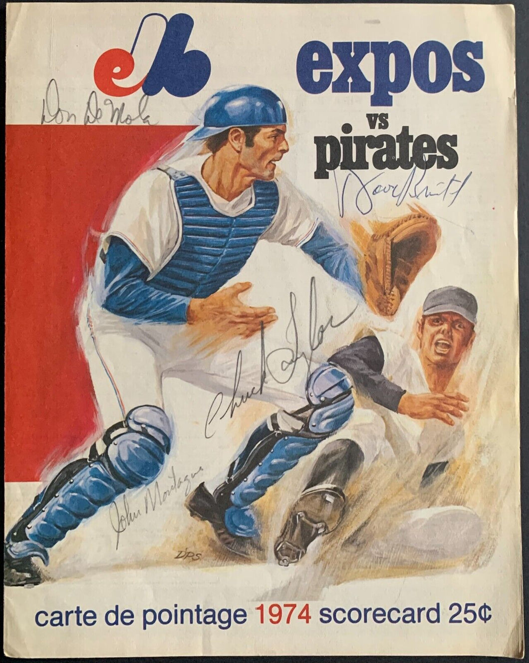 1974 Montreal Expos Jarry Park Autographed Signed Program MLB Baseball Vintage