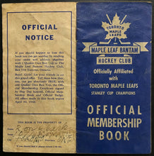Load image into Gallery viewer, 1945-46 NHL Toronto Maple Leafs Bantam Hockey Club Membership Booklet Vintage
