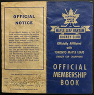 1945-46 NHL Toronto Maple Leafs Bantam Hockey Club Membership Booklet Vintage
