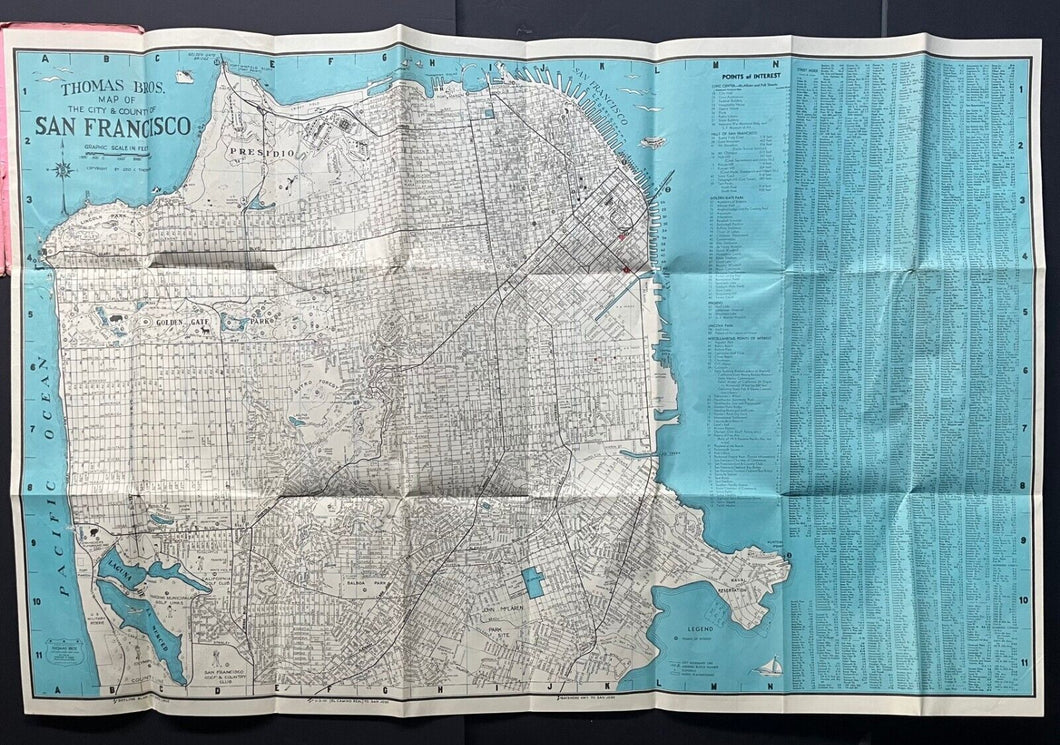1946 San Francisco Oakland Street Map Thomas Bros Issued