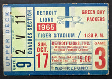 Load image into Gallery viewer, 1965 Green Bay Packers Detroit Lions Ticket Stub NFL Vintage Football Sports
