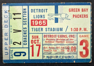 1965 Green Bay Packers Detroit Lions Ticket Stub NFL Vintage Football Sports