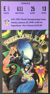 1990 Super Bowl XXIV Ticket AFC NFC Football 49ers Beat Denver Broncos Vintage