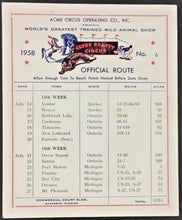 Load image into Gallery viewer, 1958 Clyde Beatty Circus Schedule 2 Weeks July Official Route Vintage Carnival
