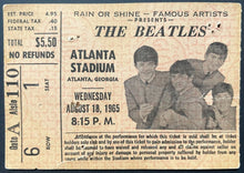 Load image into Gallery viewer, 1965 Beatles Concert Ticket Atlanta Stadium Music John Lennon Vintage Rock Pop
