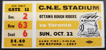 Load image into Gallery viewer, 1967 C.N.E. Stadium Ottawa Rough Riders vs Toronto Argonauts CFL Football
