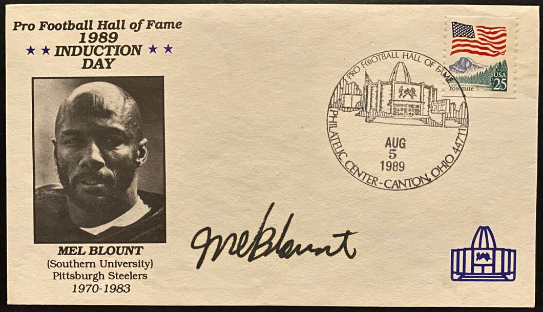 1989 Signed NFL Pittsburgh Steelers Mel Blount Autograph First Day Cover + Card