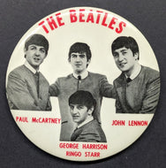 Vintage 1964 The Beatles Gold Back Large Pinback Button Paul Ringo George John