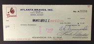 Atlanta Braves MLB Baseball Check Georgia Paid To Postmaster Vintage Sports