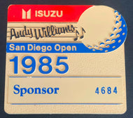 1985 PGA Tour Andy Williams San Diego Open Golf Tournament Badge ISUZU