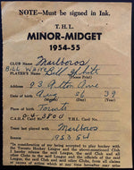 Bill White NHLer 1972 Team Canada Member Autographed Toronto Hockey League Form