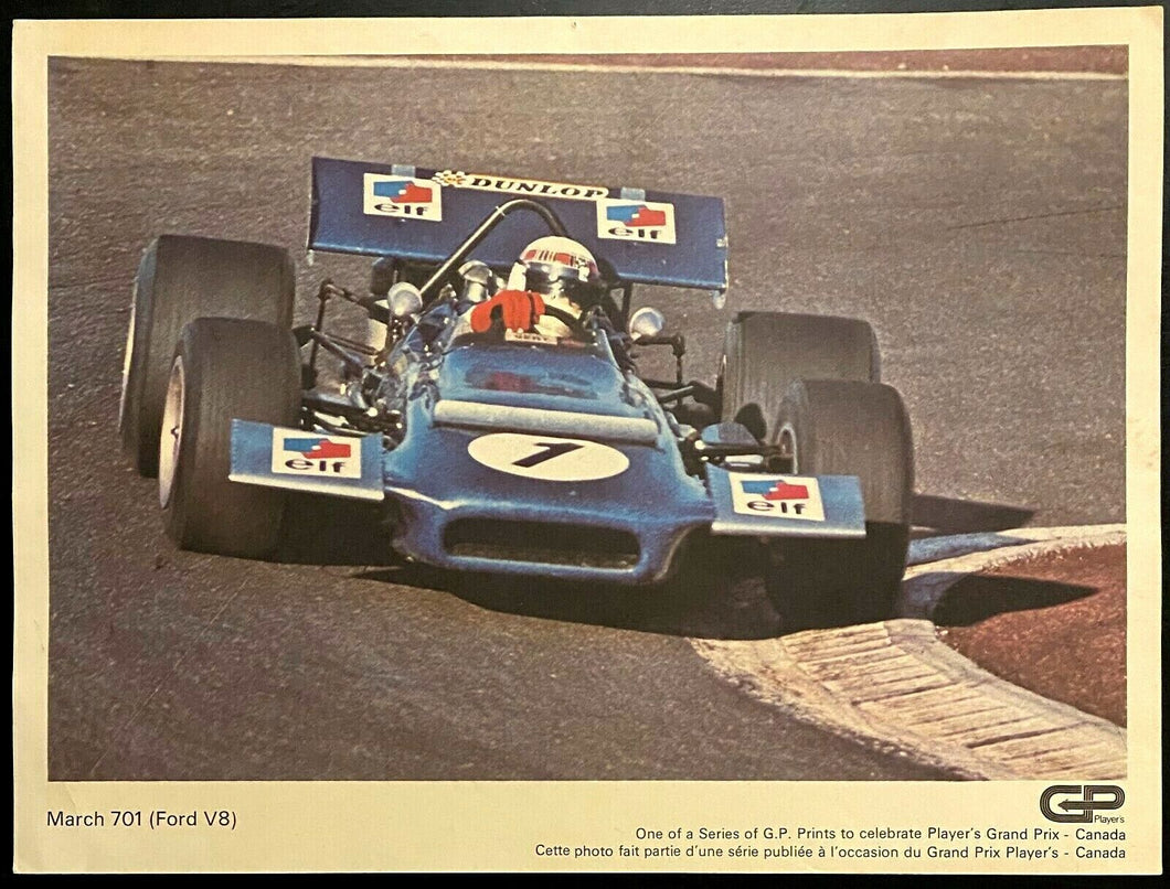 1970 Canadian Grand Prix Promotional Poster Jackie Stewart March 701 Racing