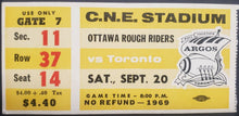 Load image into Gallery viewer, 1969 C.N.E. Stadium Ottawa Rough Riders vs Toronto Argonauts CFL Football Ticket
