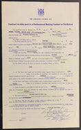 1966 Boxing Contract Heavyweight Toronto Masaryk Hall Signed Sullivan + Ungerman