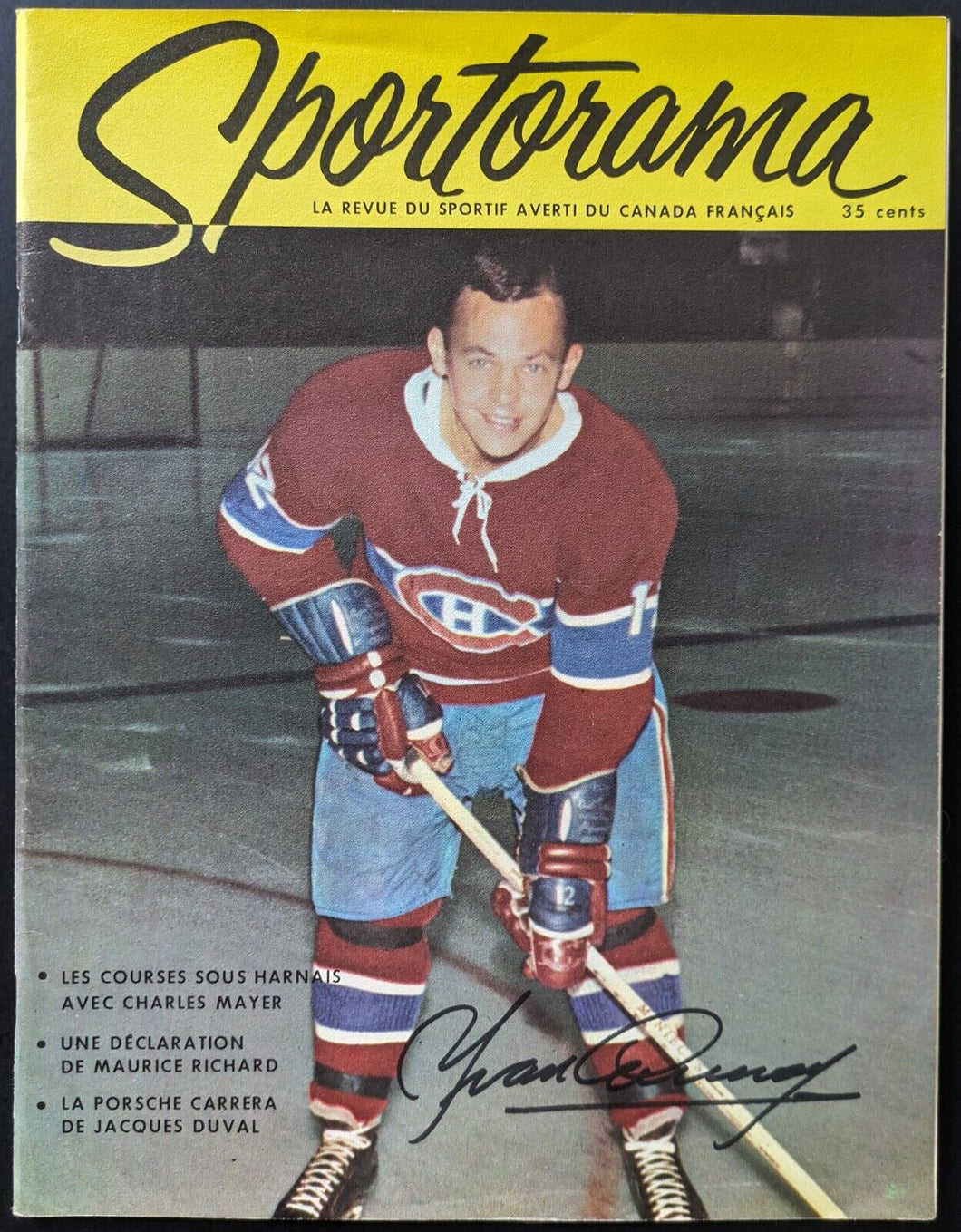 1967 Yvan Cournoyer Autographed Sportorama Magazine Signed Montreal Canadiens