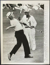 Load image into Gallery viewer, 1965 Historic Vintage Wire Photo Augusta National Jack Nicklaus Celebrating Win
