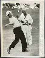1965 Historic Vintage Wire Photo Augusta National Jack Nicklaus Celebrating Win