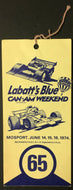 1974 Labatt's F1 Can-Am Race Ticket Mosport Vintage Racing Jackie Oliver Wins