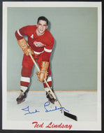 Vintage NHL Detroit Red Wings Hall Of Famer Ted Lindsay Autographed Promo Photo