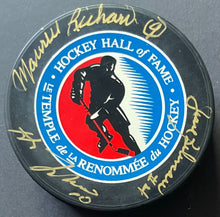 Load image into Gallery viewer, Canadiens HOFers Beliveau + Richard + Lafleur Multi Signed Autographed Puck VTG
