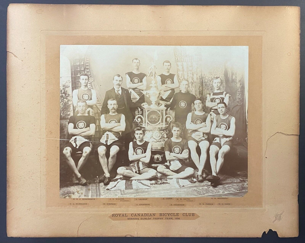 1896 Vintage Royal Canadian Bicycle Club Cabinet Photo Dunlop Trophy Winners