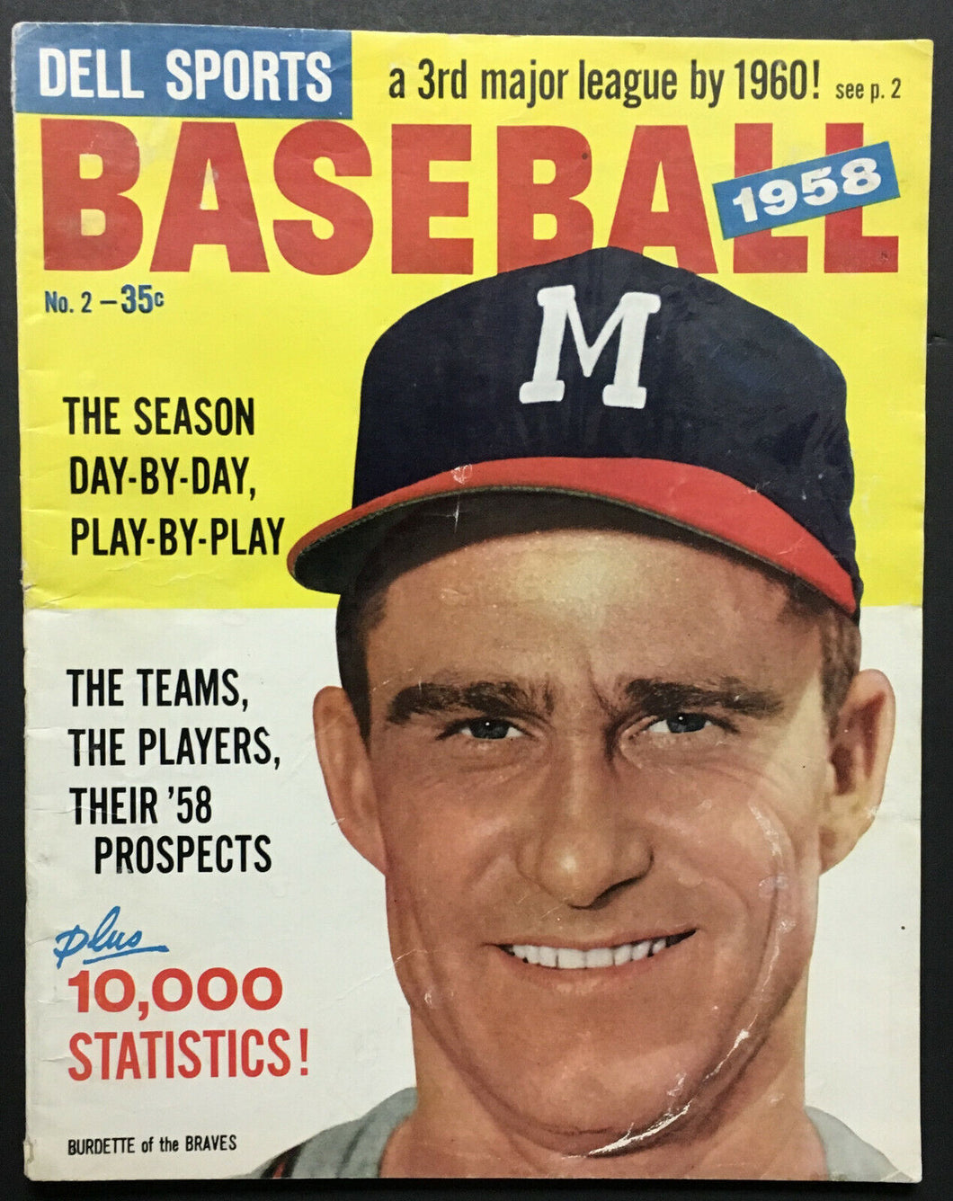 1958 Dell Sports Baseball Magazine Lew Burdette Milwaukee Braves Mickey Mantle