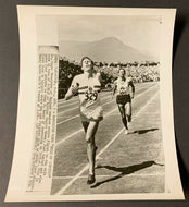 1954 Roger Bannister Wire Photo Four Minute Mile Breaker Crosses Finish Line