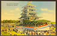 1930's Indianapolis Speedway Linen Postcard Racing Vintage Pagoda Indy 500