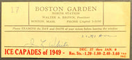 1949 Boston Garden Vintage Ticket Envelope Ice Capades