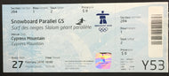 Vancouver 2010 Olympics Snowboard Paralell Ticket Cypress Mountain Winter Sports