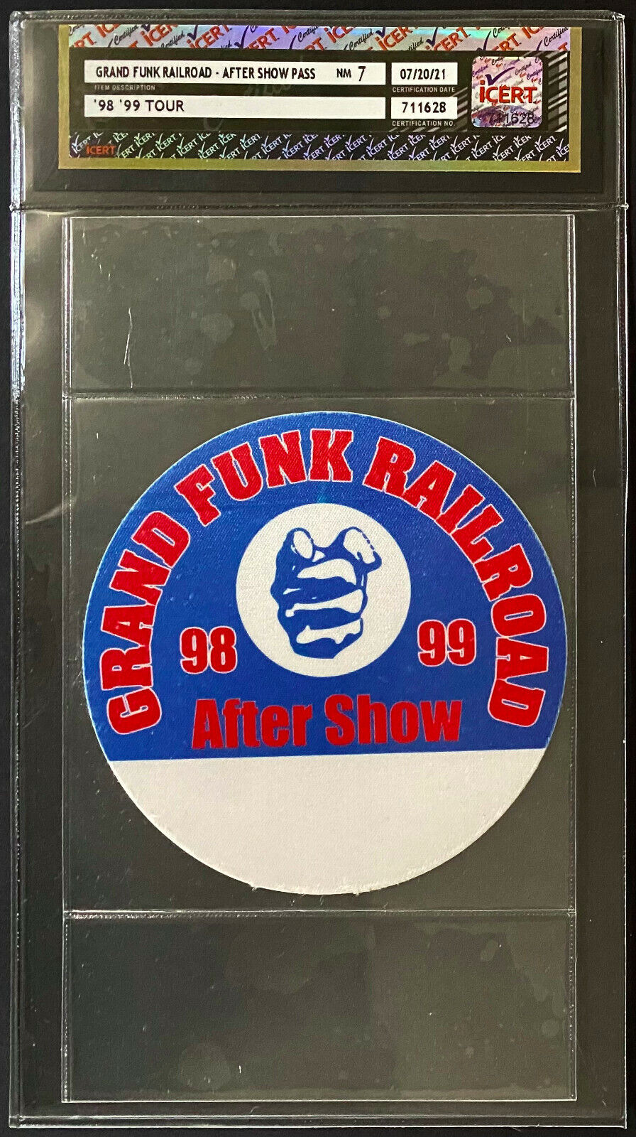 1998 Grand Funk Railroad After Show Tour Pass icert NM 7 Vintage Music