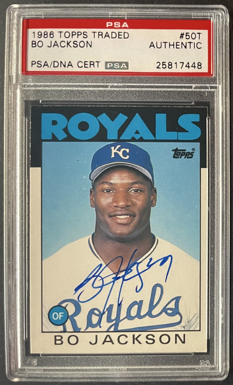 1986 Topps Traded #50T Bo Jackson Autographed MLB Baseball Card Signed PSA