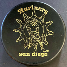 Load image into Gallery viewer, San Diego Mariners WHA Hockey Game Puck Gold Reverse Variation Vintage
