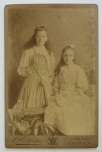 Load image into Gallery viewer, 1890 Antique Cabinet Photo Tennis Players Nellie Ruth + Ethel Kate Hamlin
