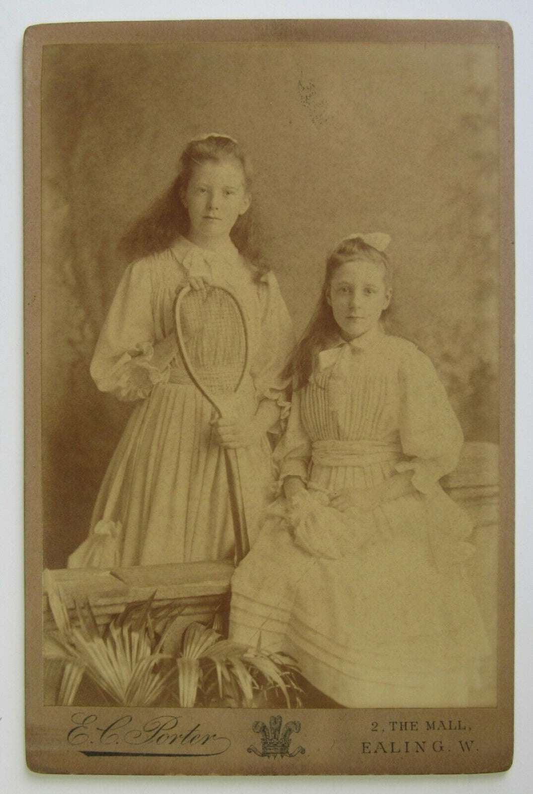 1890 Antique Cabinet Photo Tennis Players Nellie Ruth + Ethel Kate Hamlin