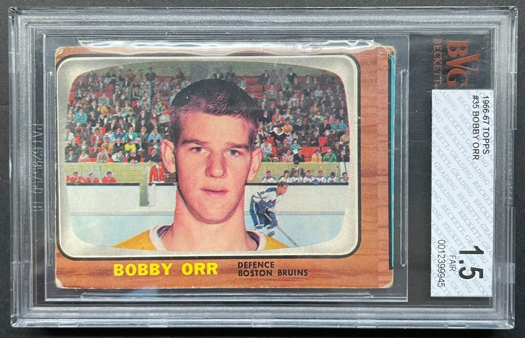 1966-67 Topps Hockey #35 Bobby Orr Rookie Card Bruins RC Beckett Graded 1.5 BVG