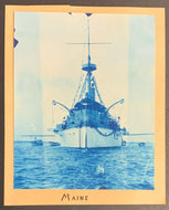 1898 USS Maine Battleship Started Spanish American War Cyanotype Vintage Photo