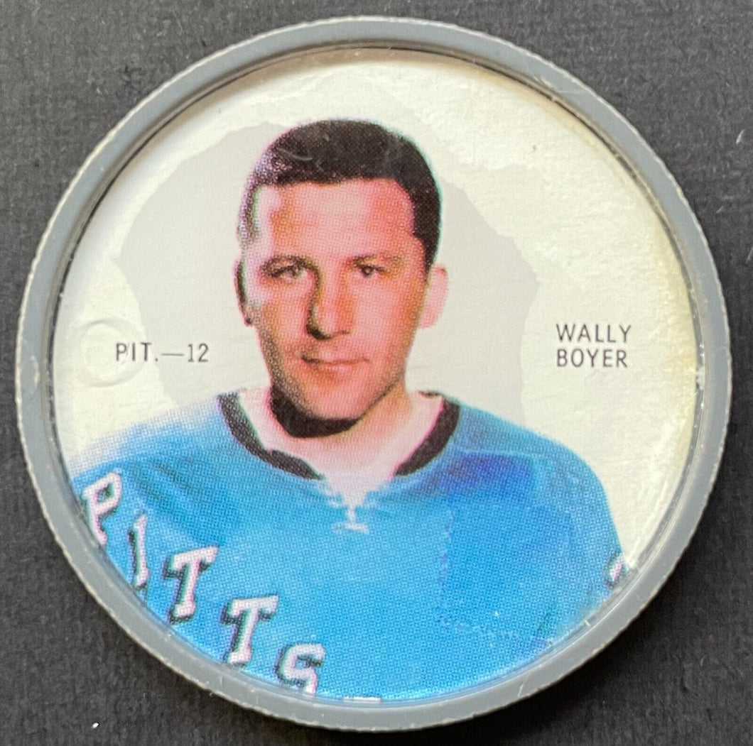 1968-69 Shirriff Salada Hockey Coin Wally Boyer PIT-12 NHL Short Print Penguins