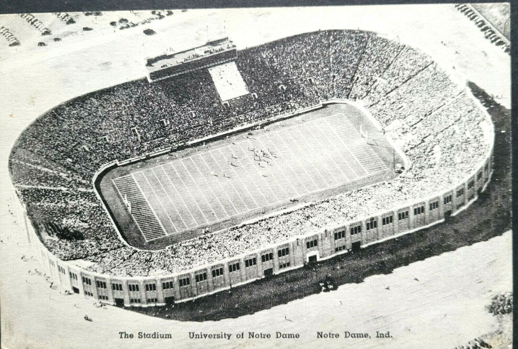 1950s Notre Dame University Stadium Indiana Football Postcard Vintage