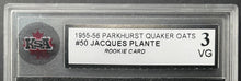 Load image into Gallery viewer, 1955 Parkhurst #50 Jacques Plante Montreal Canadiens NHL Hockey RC KSA 3 VG
