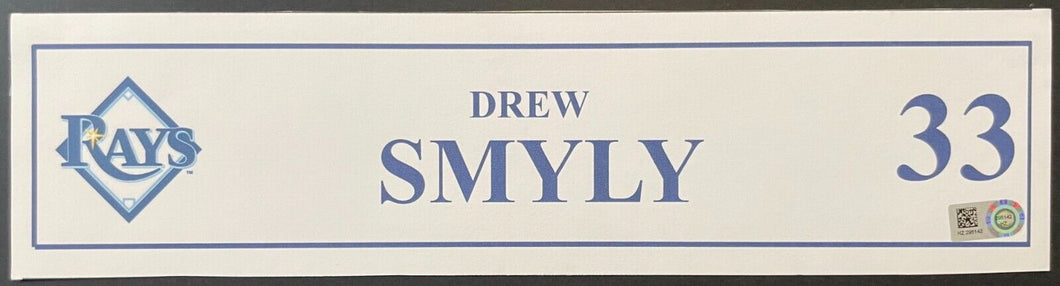 Drew Smyly Tampa Bay Rays #33 Game-Used Cardstock Locker Name Plate MLB Holo