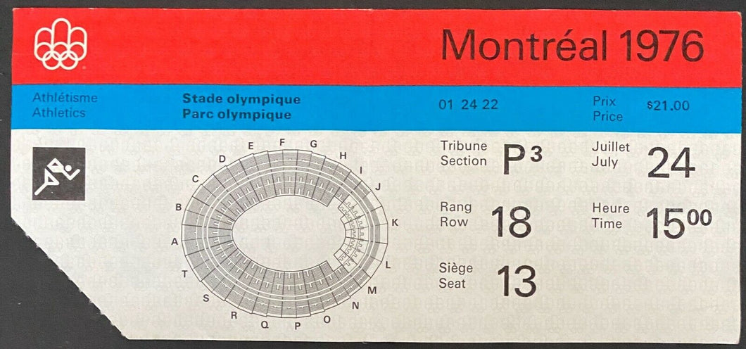 1976 Montreal Stade Olympique Stadium Summer Olympics Vintage Athletics Ticket