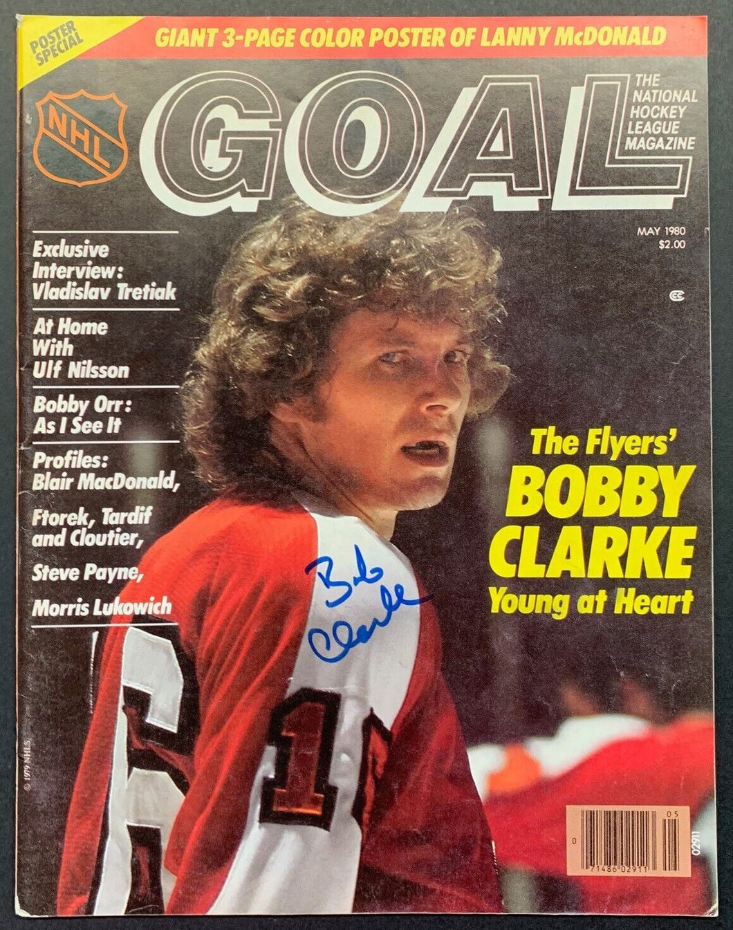 1980 Bobby Clarke Autographed Goal Magazine Signed NHL HOF Vintage Flyers