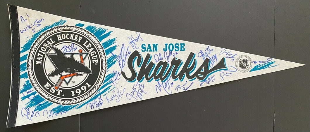 1991-92 Signed NHL Hockey San Jose Sharks Inaugural Season Pennant Autographed