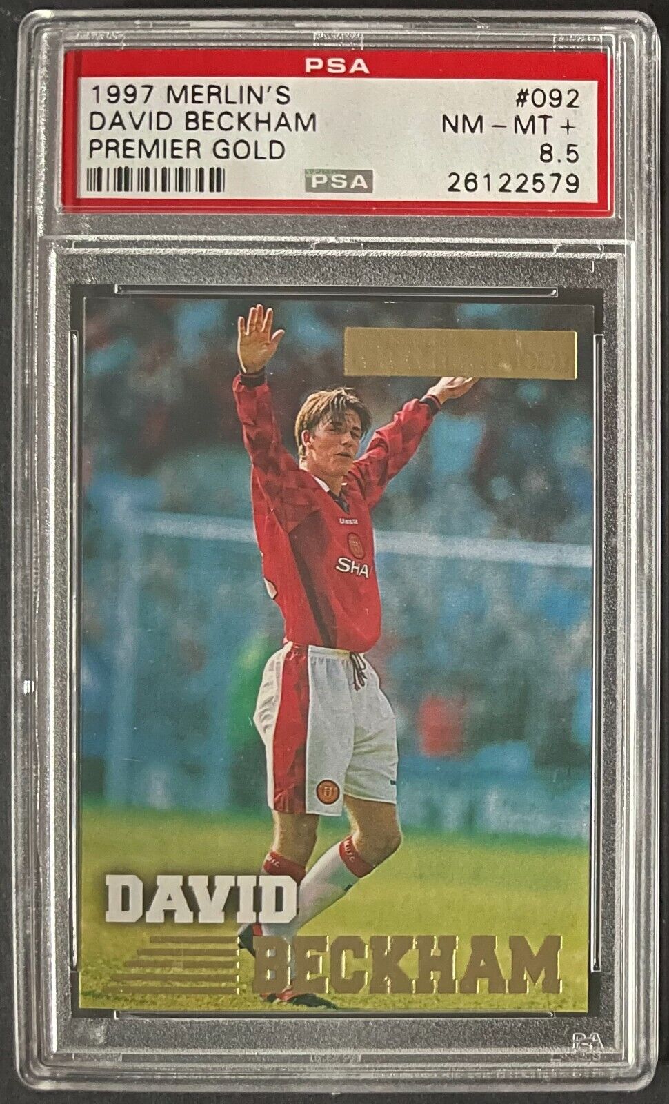 1997 EPL Merlins David Beckham Premier Gold #92 PSA 8.5 NM-MT+ Soccer Card