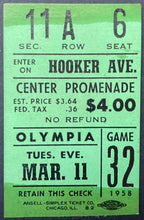 Load image into Gallery viewer, 1958 Detroit Red Wings v New York Rangers NHL Hockey Ticket Stub Olympia Stadium
