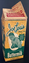 Load image into Gallery viewer, 1954 Vintage Boxing Legend Joe Louis Milk Company Buttermilk Carton W/ Picture
