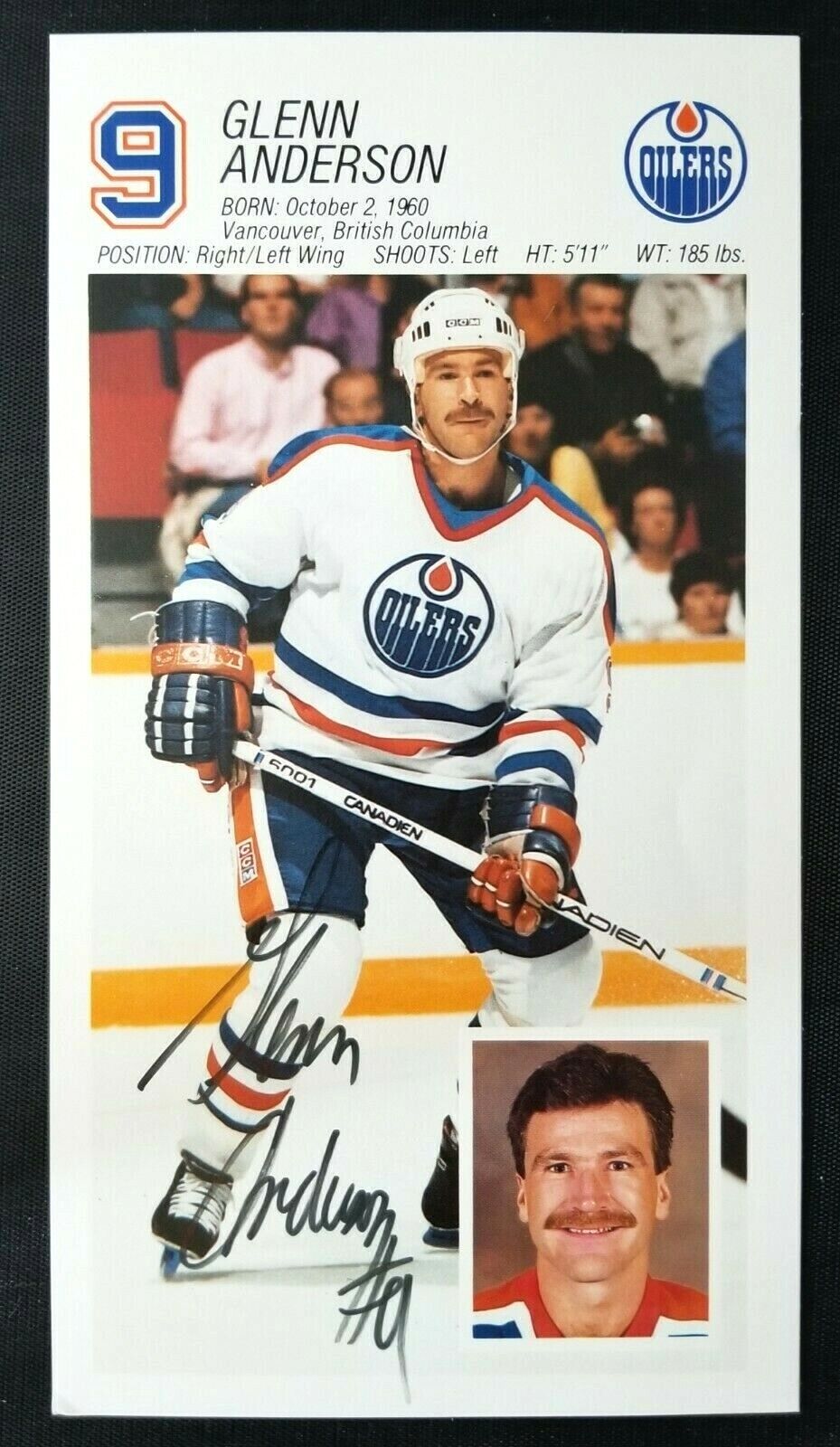 Glenn Anderson Autographed Edmonton Oilers Hockey NHL Promo Photo